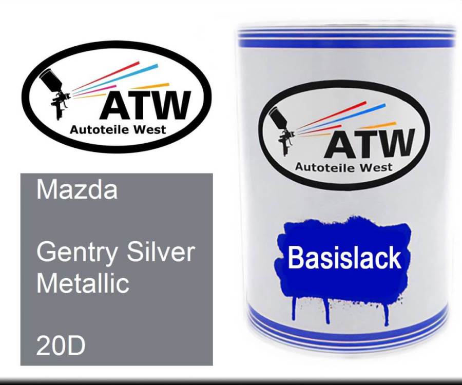 Mazda, Gentry Silver Metallic, 20D: 500ml Lackdose, von ATW Autoteile West.